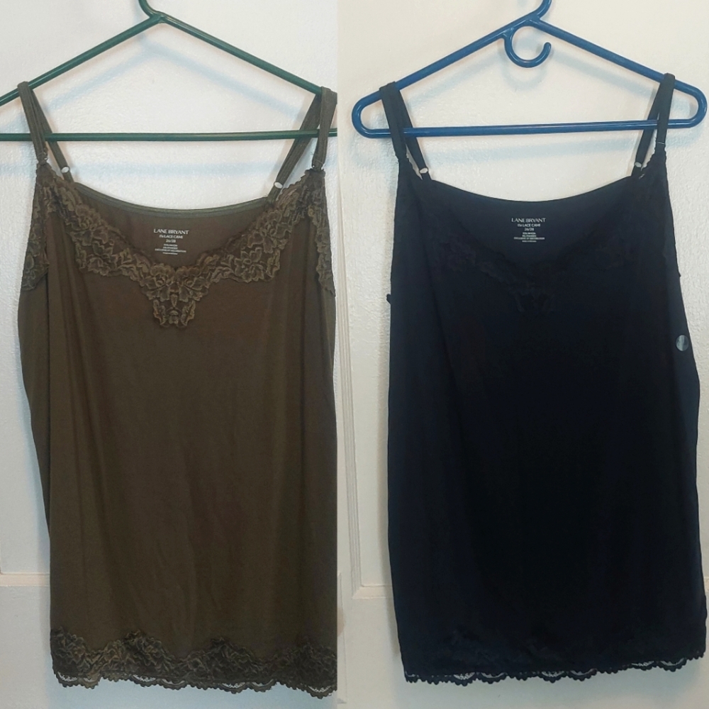 Lane Bryant Lace Camis in Green and Navy BUNDLE